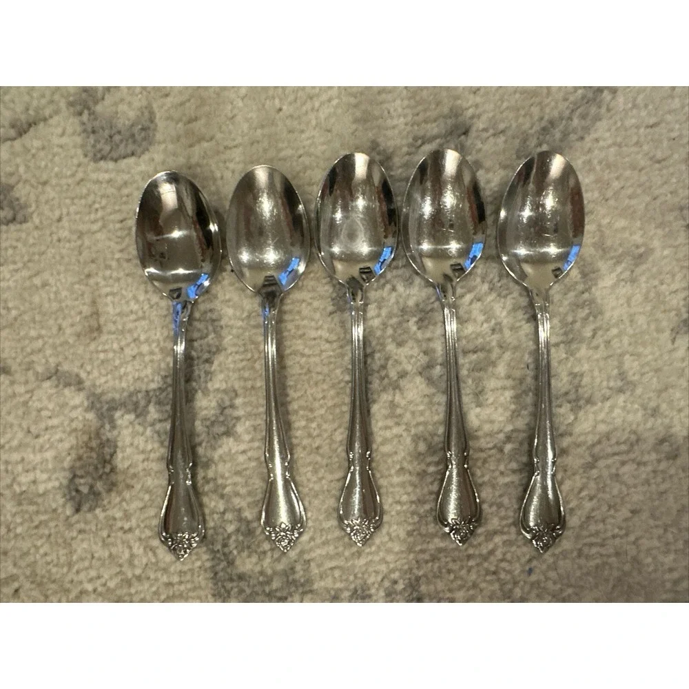 5 Oneida Arbor Rose Or True Rose‎ Stainless Tablespoons 1881 Rogers